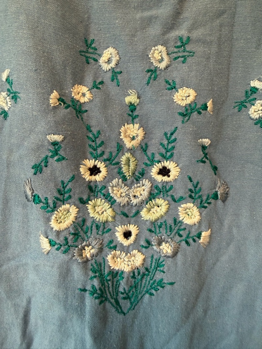 Free People Cap-Sleeve Blue Floral Embroidered Mini Dress - Picture 5 of 10
